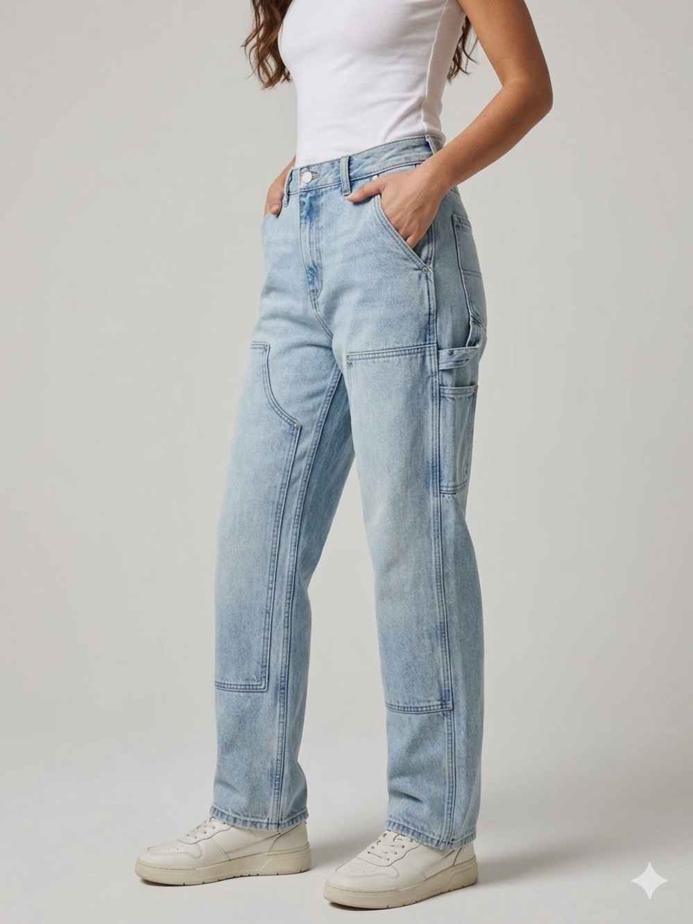 PacSun Light Wash Straight Leg Carpenter Baggy  Jeans